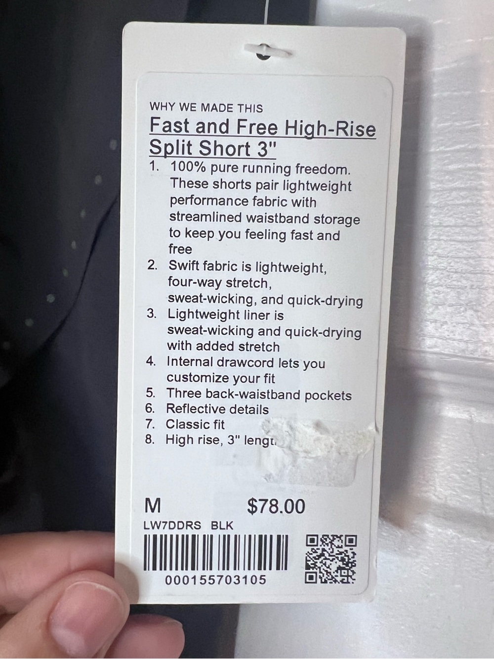 #714 Lululemon NWT Fast and Free High-Rise Classic-Fit Split Short 3” Black M - Picture 5 of 5